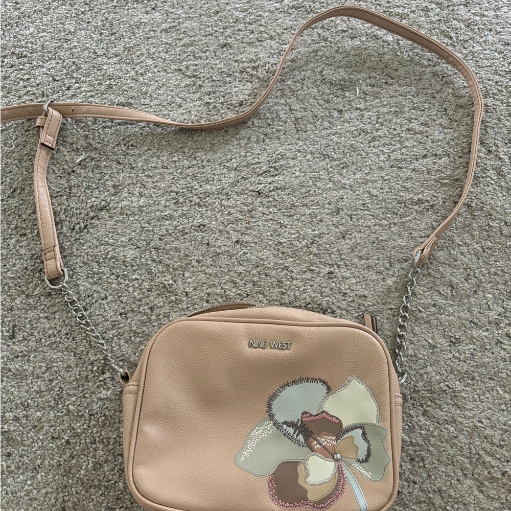 Nine West Tan Floral Embroidered Women's Bag